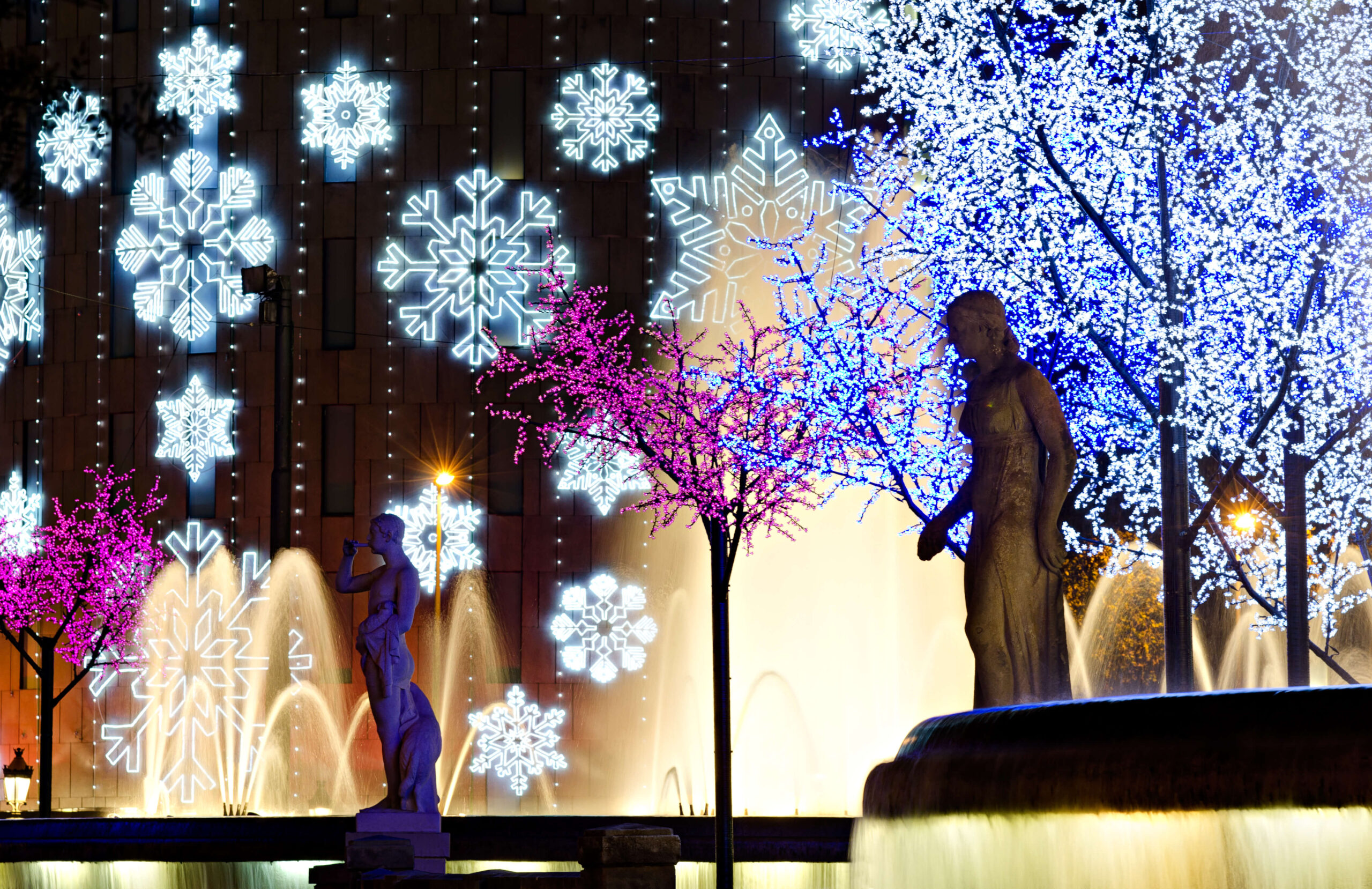 Christmas lights on Plaça de Catalunya, Barcelona
